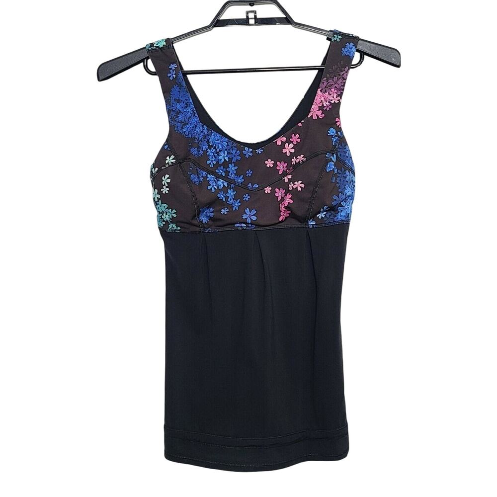 Lululemon Tame Me Tank Petal Pop Floral Black Print size 6